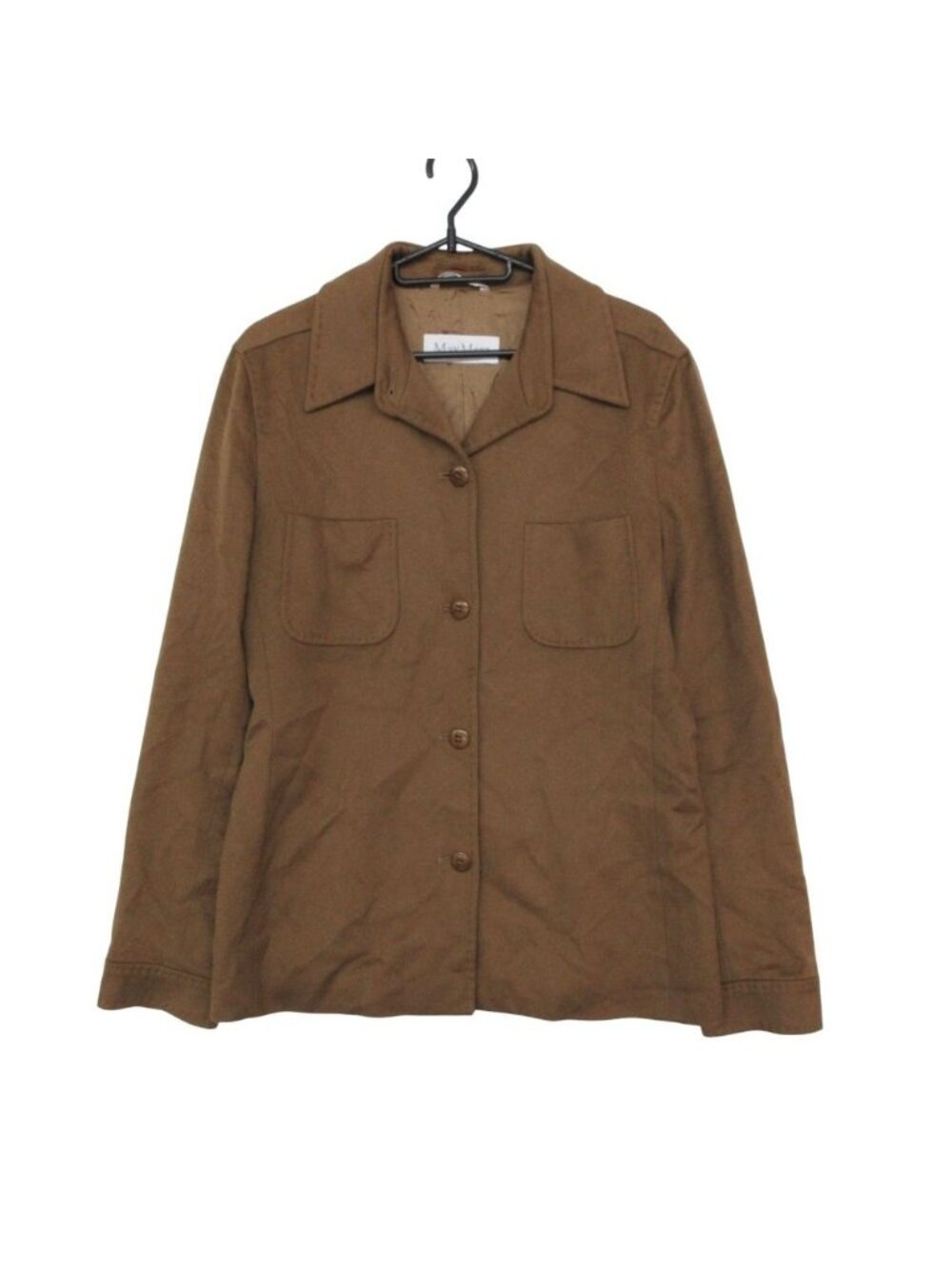 Max Mara Soutien Collar Coat White Tag Wool Shaggy Jacket Brown